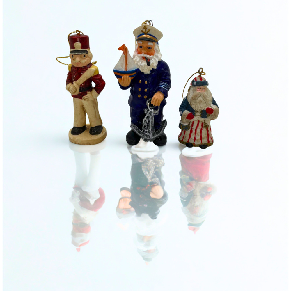 Kurt S Adler Wooden Toy Soldier Santa Captain Christmas Ornaments Lot Of 3 - Picture 3 of 13